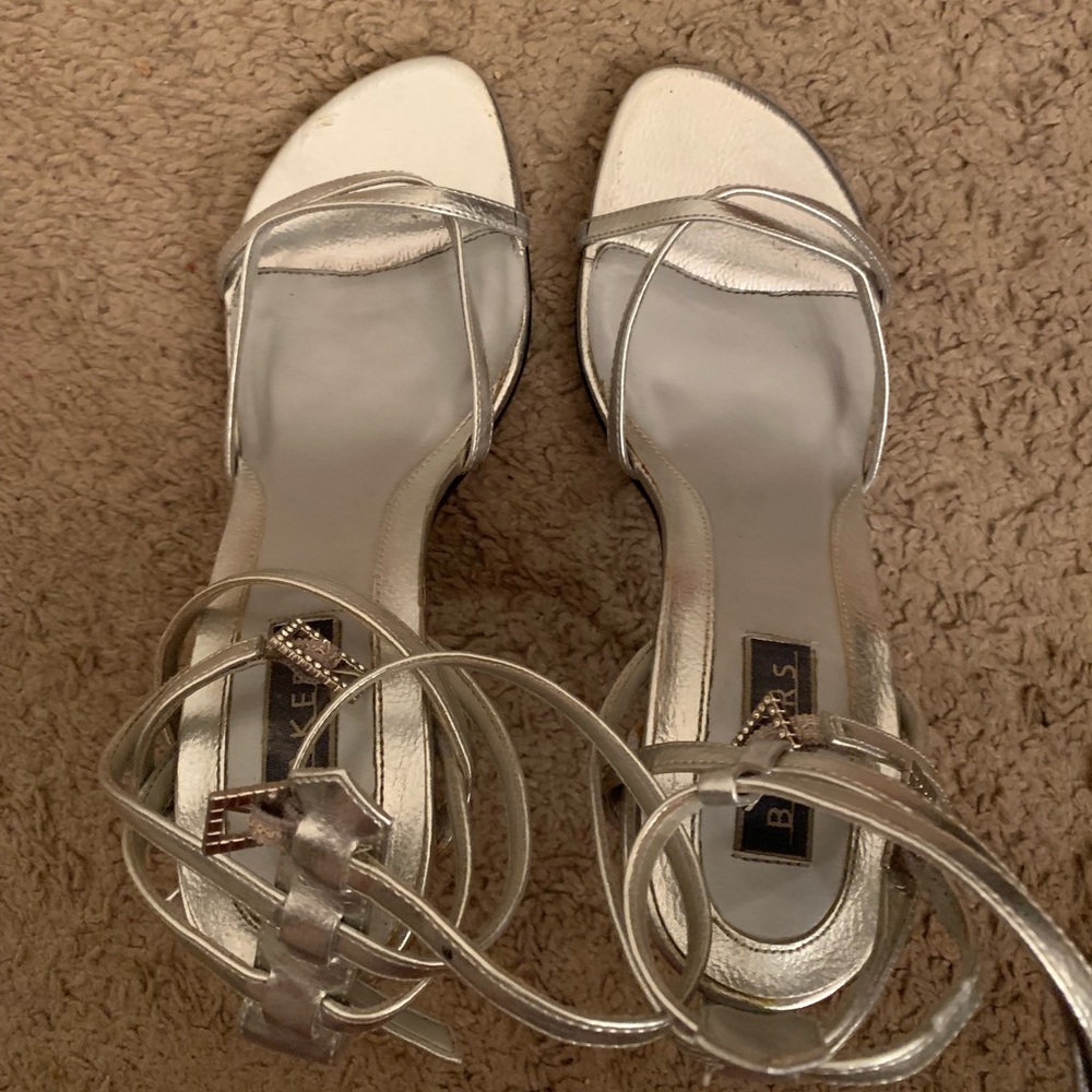Bakers Silver Dress Heels in Size 7.5 with bling